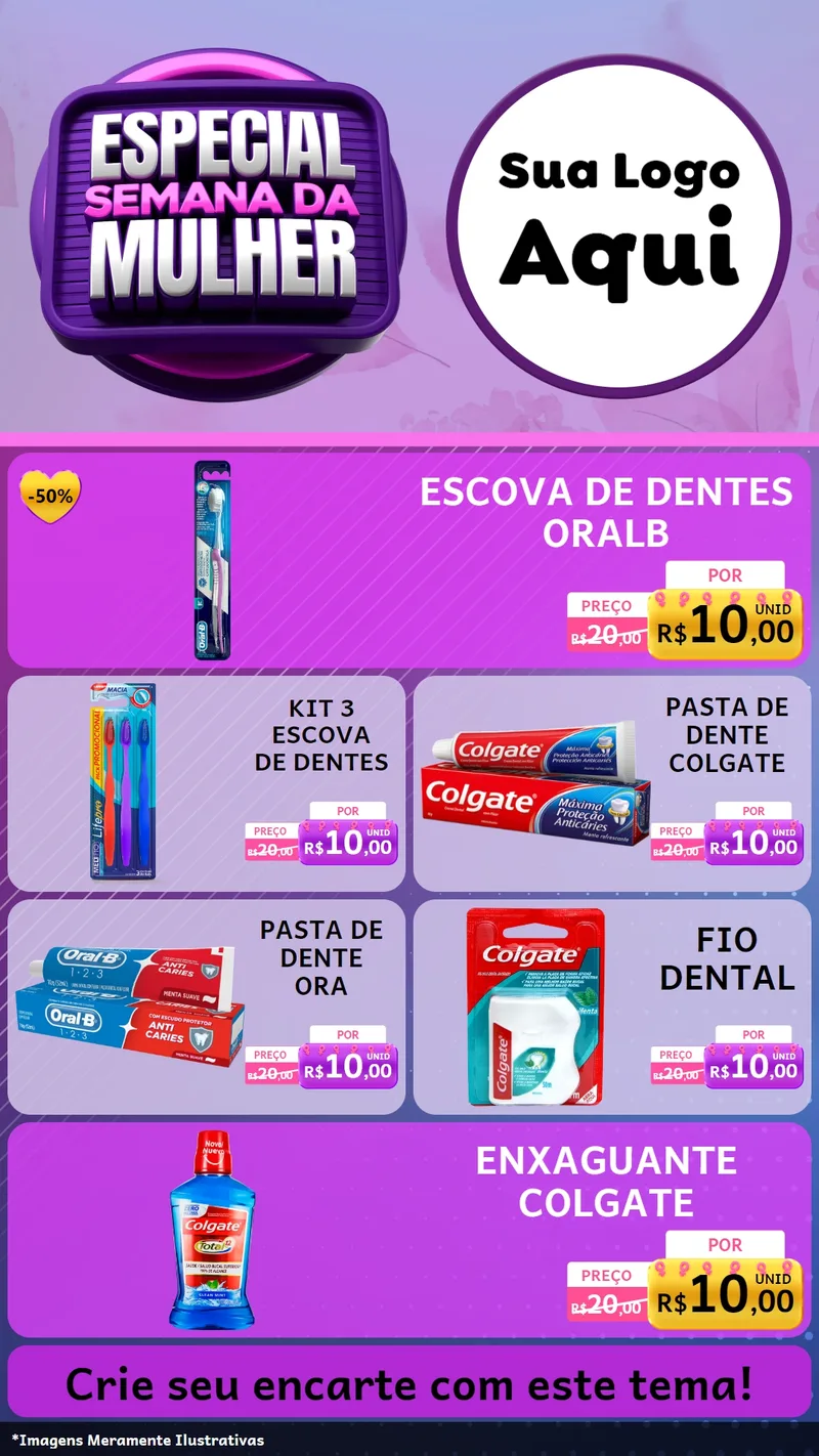 Modelo de TV para TV Vertical com o tema Especial Semana da Mulher para Higiene Pessoal