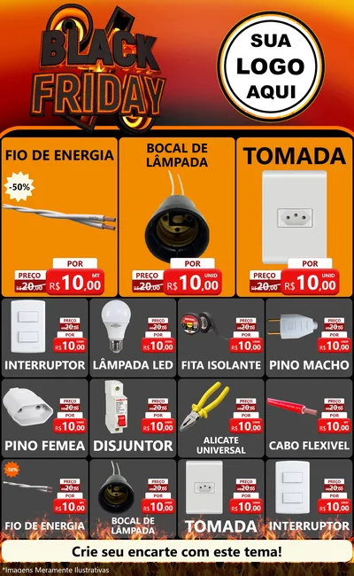 Modelo de Encarte para Encarte Grande com o tema Black Friday para Materiais Elétricos
