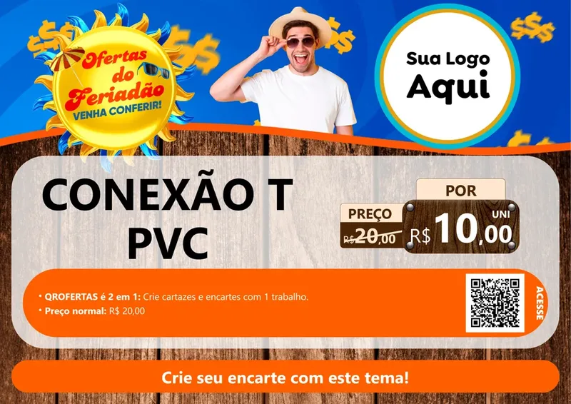Modelo de Cartaz para Cartaz A4 Horizontal com o tema Ofertas do Feriadão para Tubos e conexões