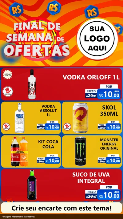 Modelo de TV para TV Vertical com o tema Final de Semana de Ofertas para Distribuidora de bebidas