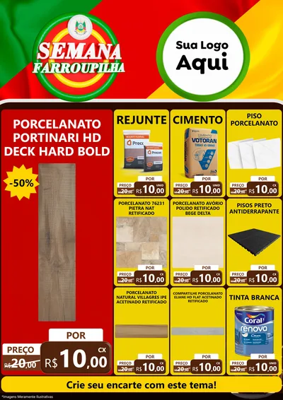 Modelo de Encarte para Encarte A4 Vertical com o tema Semana Farroupilha para Pisos e revestimentos