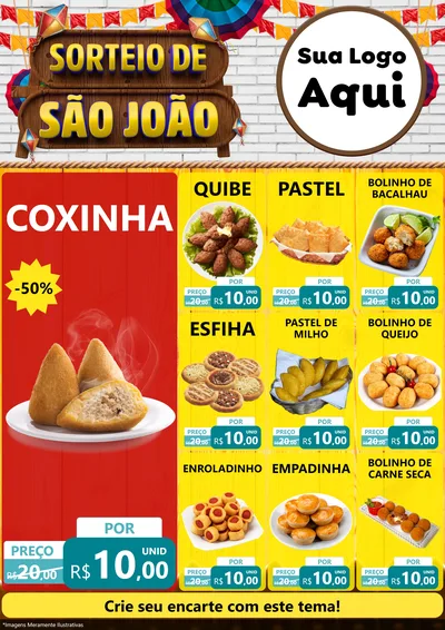Modelo de Encarte para Encarte A4 Vertical com o tema Sorteio de São João para Salgadaria