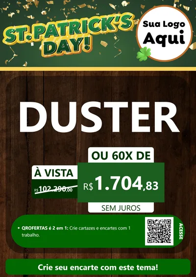 Modelo de Cartaz para Cartaz A4 Vertical com o tema St Patriks Day para Concessionaria de Carros