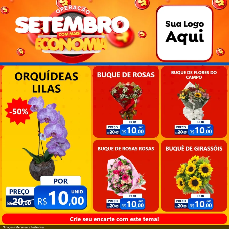 Modelo de Rede Social para Feed Facebook com o tema Operação Setembro Com Muita Economia para Floricultura e jardim