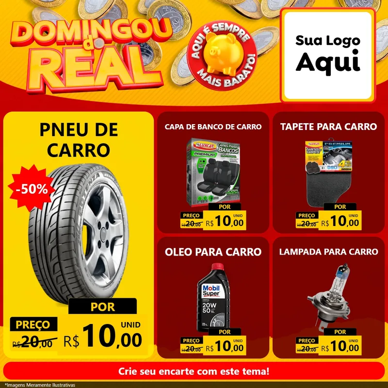 Modelo de Rede Social para Feed Facebook com o tema Domingou do Real para Auto peças