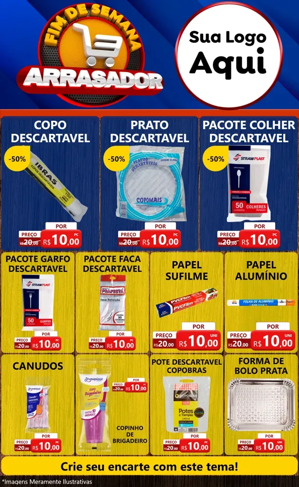 Modelo de Encarte para Encarte Grande com o tema Fim De Semana Arrasador para Embalagens