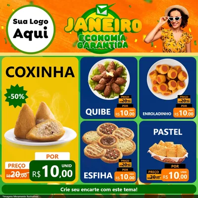 Modelo de Rede Social para Feed Facebook com o tema Janeiro - Economia Garantida para Salgadaria