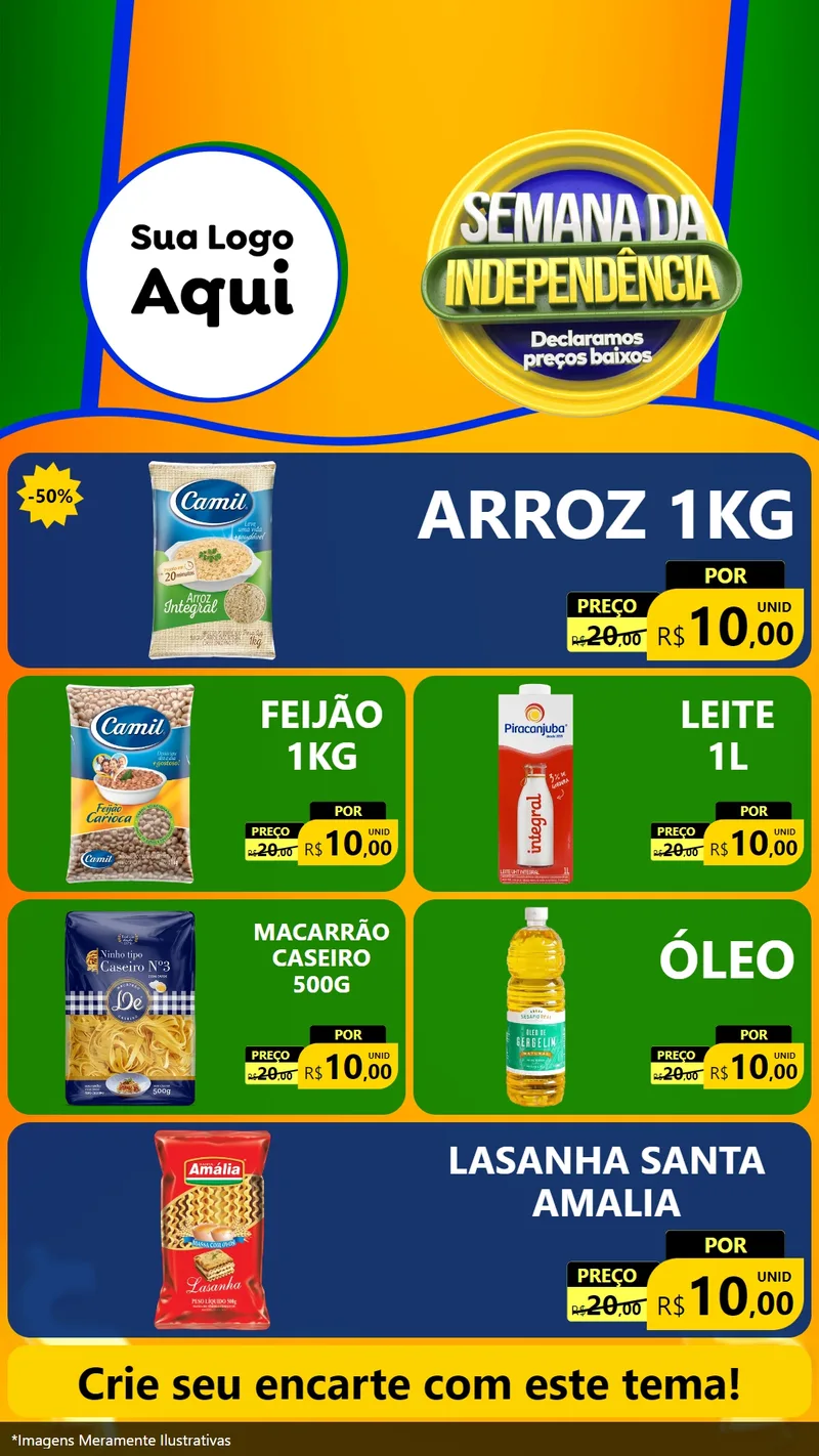 Modelo de TV para TV Vertical com o tema Semana da Independência Declaramos Preços Baixos para Supermercado