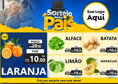 Modelo de Encarte para Encarte A4 Horizontal com o tema Sorteio Dia Dos Pais para Hortifrúti