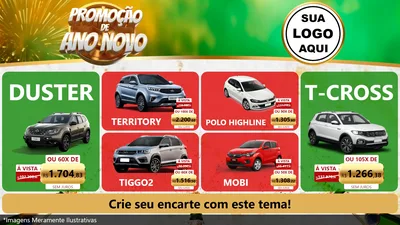 Modelo de TV para TV Horizontal com o tema Promoção de Ano Novo para Concessionaria de Carros