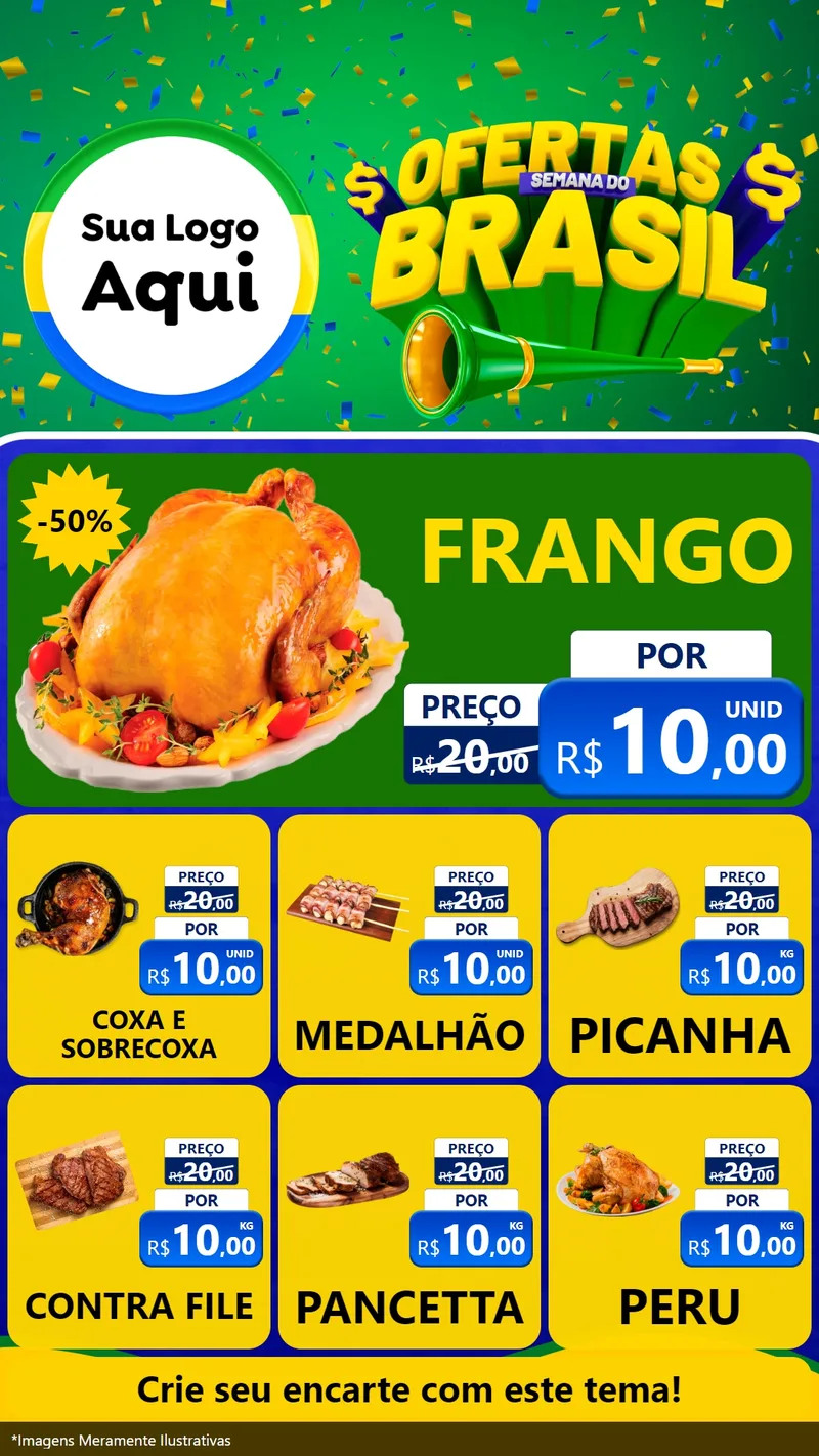 Modelo de Rede Social para Stories com o tema Ofertas Semana do Brasil para Assados