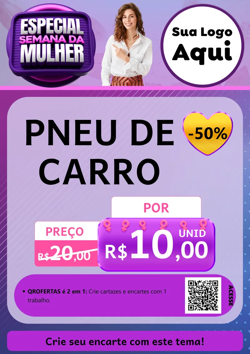 Modelo de Cartaz para Cartaz A4 Vertical com o tema Especial Semana da Mulher para Auto peças