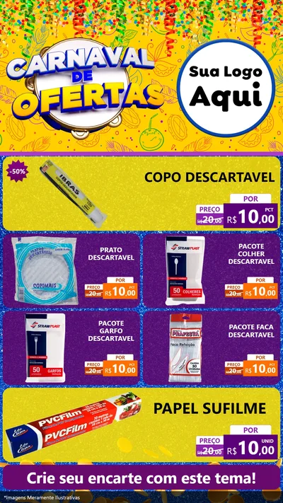 Modelo de TV para TV Vertical com o tema Carnaval de Ofertas para Embalagens