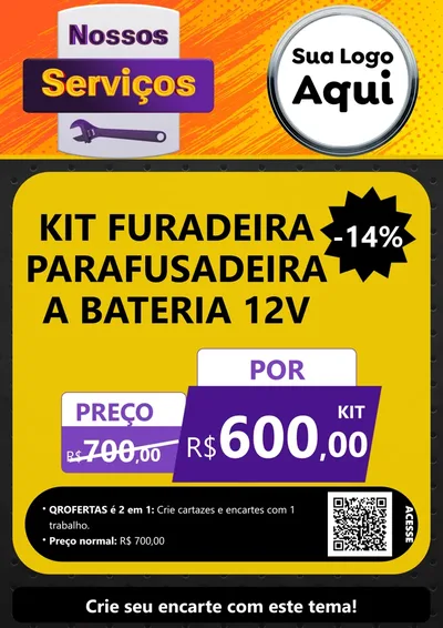 Modelo de Cartaz para Cartaz A4 Vertical com o tema Nossos Serviços para Maquinas e Ferramentas