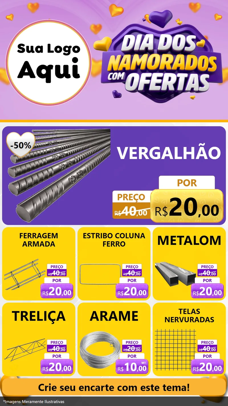 Modelo de Rede Social para Stories com o tema Dia Dos Namorados Com Ofertas para Ferragens