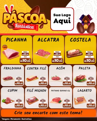 Modelo de Rede Social para Feed Instagram com o tema Páscoa Fantástica para Açougue