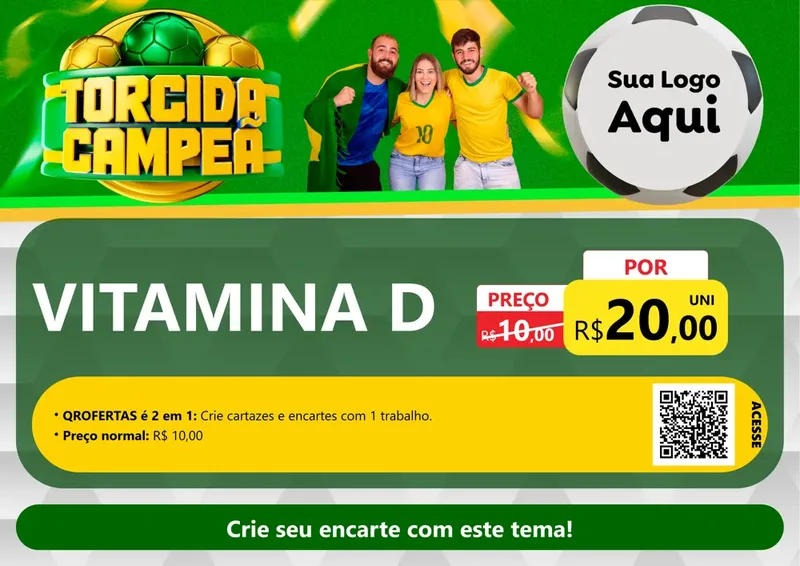 Modelo de Cartaz para Cartaz A4 Horizontal com o tema Torcida Campeã - Copa para Farmácia