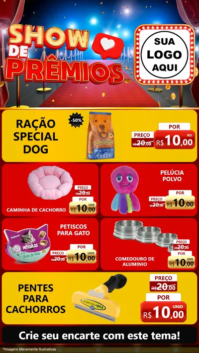 Modelo de TV para TV Vertical com o tema Show de Prêmios para Pet Shop