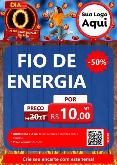 Modelo de Cartaz para Cartaz A4 Vertical com o tema Dia O - O Dia Mais Barato Do Mês para Materiais Elétricos