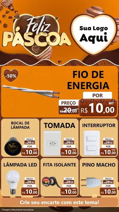 Modelo de Rede Social para Stories com o tema Feliz Páscoa para Materiais Elétricos