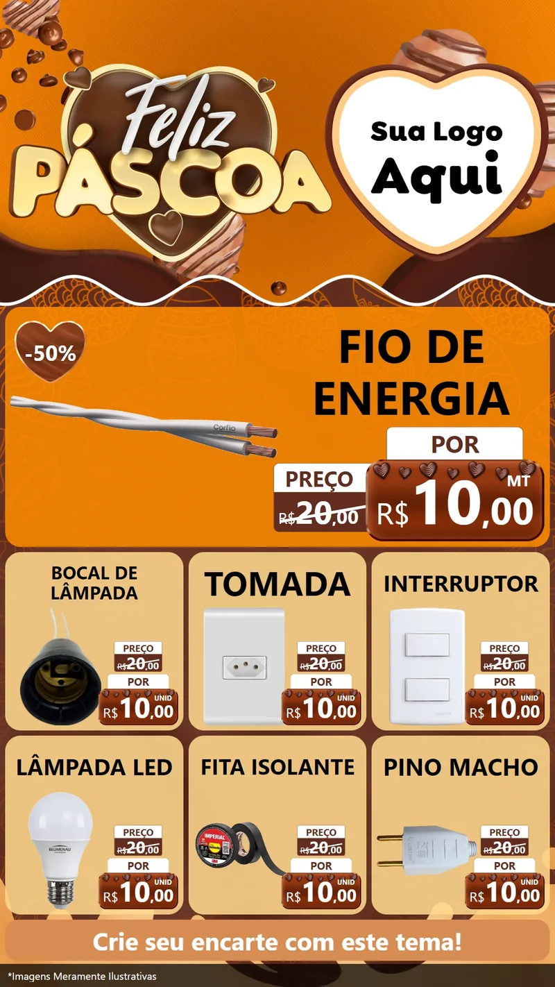 Modelo de Rede Social para Stories com o tema Feliz Páscoa para Materiais Elétricos
