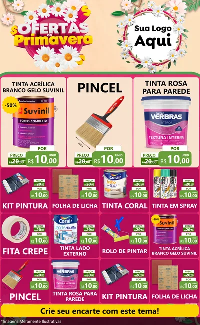 Modelo de Encarte para Encarte Grande com o tema Ofertas de Primavera para Tintas e Ferramentas