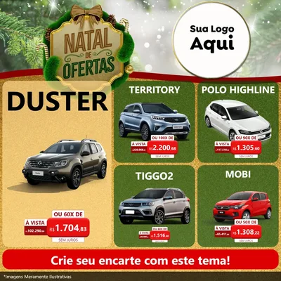 Modelo de Rede Social para Feed Facebook com o tema Ofertas de Natal para Concessionaria de Carros