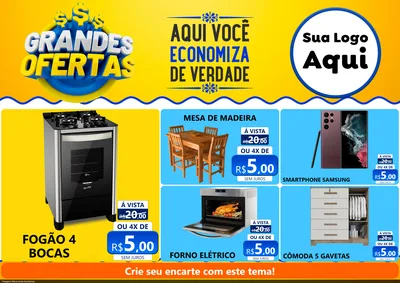 Modelo de Encarte para Encarte A4 Horizontal com o tema Grandes Ofertas para Móveis e Eletro
