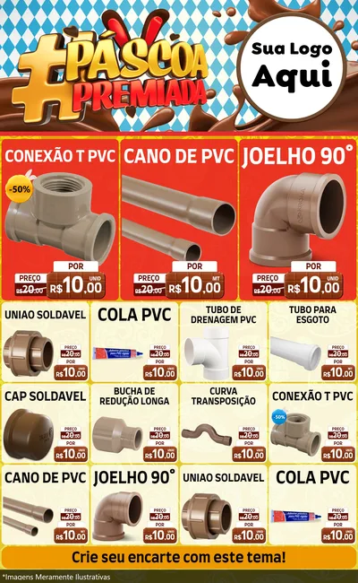 Modelo de Encarte para Encarte Grande com o tema Páscoa Premiada para Tubos e conexões