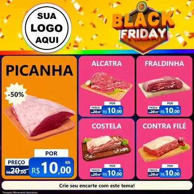 Modelo de Rede Social para Feed Facebook com o tema Black Friday para Açougue