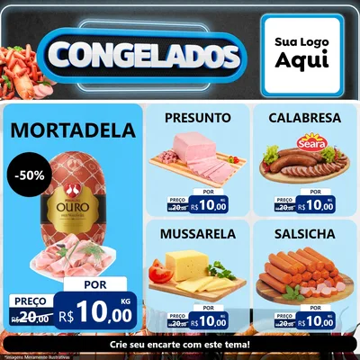 Modelo de Rede Social para Feed Facebook com o tema Congelados para Frios e Laticínios