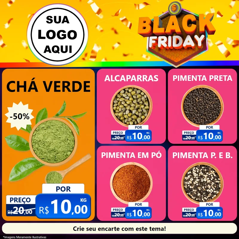Modelo de Rede Social para Feed Facebook com o tema Black Friday para Produtos Naturais
