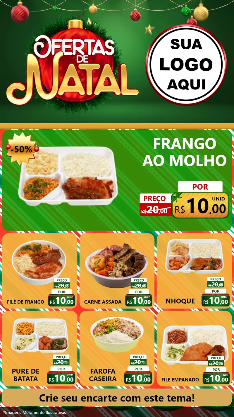 Modelo de Rede Social para Stories com o tema Ofertas de Natal para Restaurante