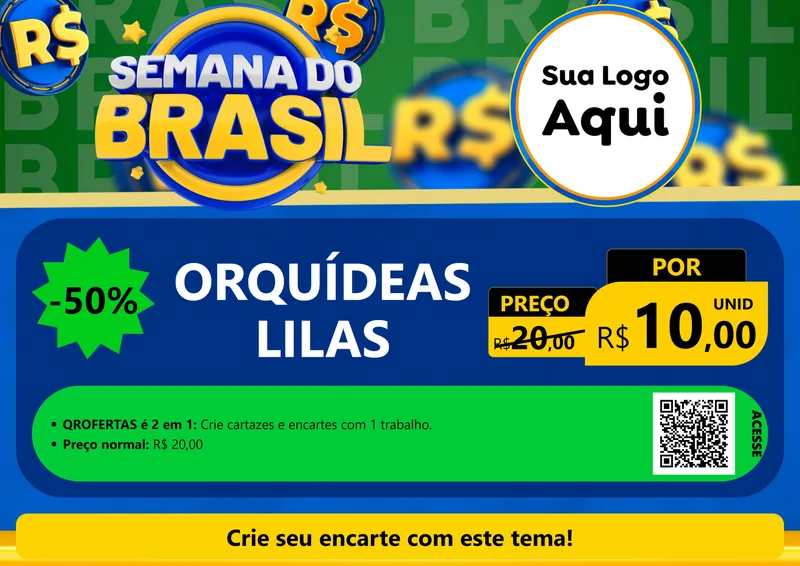 Modelo de Cartaz para Cartaz A4 Horizontal com o tema Semana Do Brasil para Floricultura e jardim