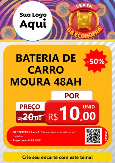 Modelo de Cartaz para Cartaz A4 Vertical com o tema Sexta da Economia para Baterias Elétricas