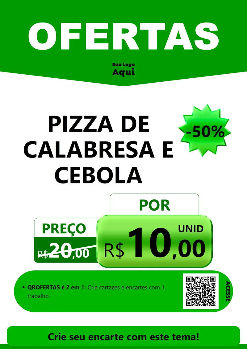 Modelo de Cartaz para Cartaz A4 Vertical com o tema Ofertas Verde Cartaz para Pizzaria