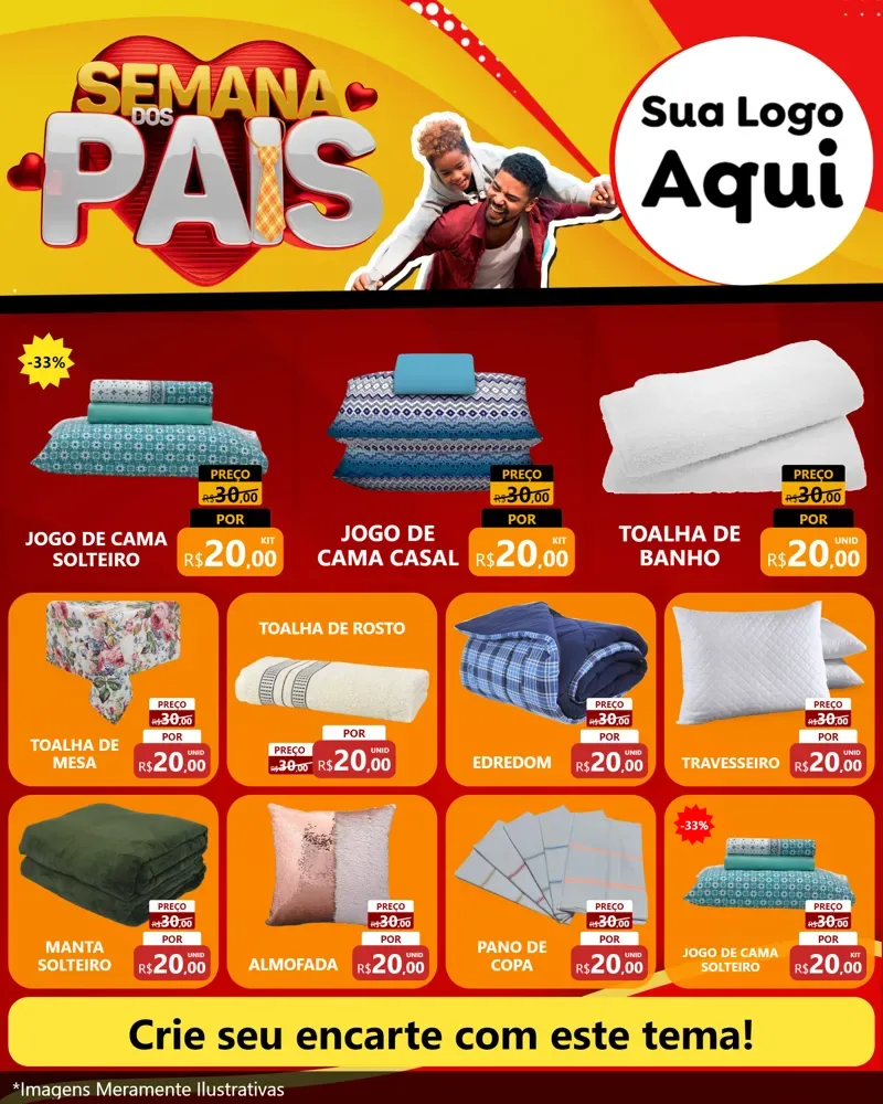 Modelo de Rede Social para Feed Instagram com o tema Semana Dos Pais para Cama, Mesa e Banho