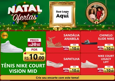 Modelo de Encarte para Encarte A4 Horizontal com o tema Natal de Ofertas para Calçados