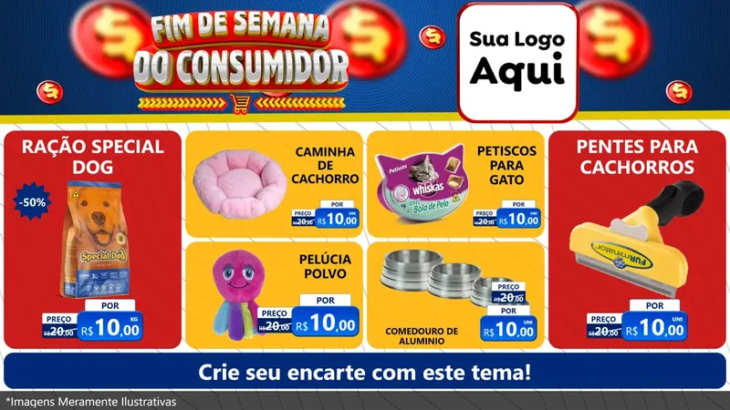 Modelo de TV para TV Horizontal com o tema Fim de Semana do Consumidor para Pet Shop
