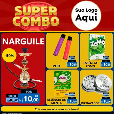 Modelo de Rede Social para Feed Facebook com o tema Super Combo para Tabacaria