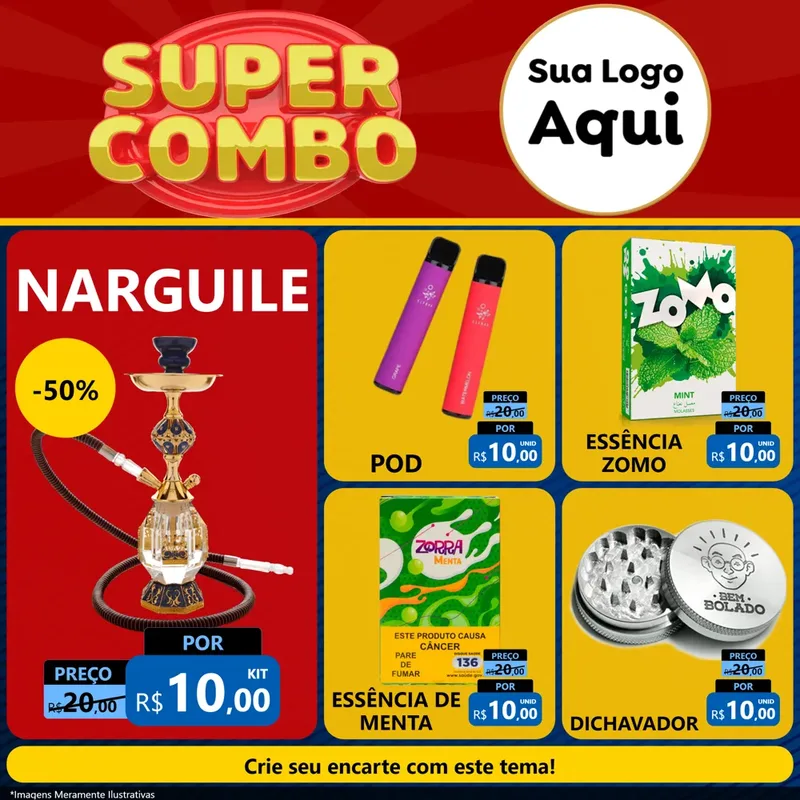 Modelo de Rede Social para Feed Facebook com o tema Super Combo para Tabacaria