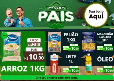 Modelo de Encarte para Encarte A4 Horizontal com o tema Mês dos Pais para Supermercado