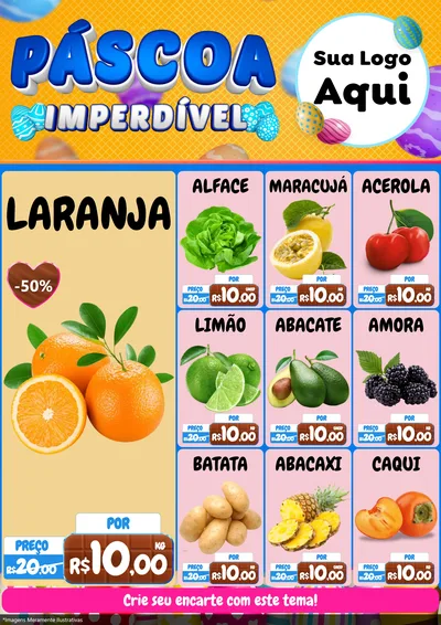 Modelo de Encarte para Encarte A4 Vertical com o tema Páscoa Imperdível para Hortifrúti