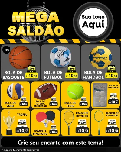 Modelo de Rede Social para Feed Instagram com o tema Mega Saldão para Artigos Esportivos