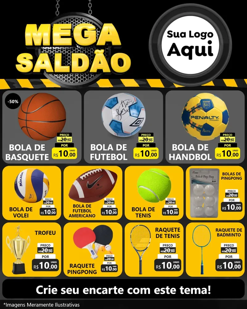 Modelo de Rede Social para Feed Instagram com o tema Mega Saldão para Artigos Esportivos