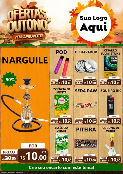 Modelo de Encarte para Encarte A4 Vertical com o tema Ofertas de Outono - Vem, Aproveite! para Tabacaria