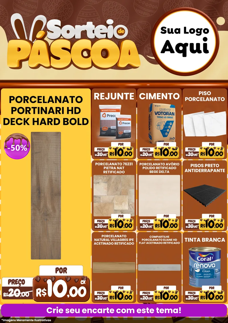 Modelo de Encarte para Encarte A4 Vertical com o tema Sorteio de Páscoa para Pisos e revestimentos