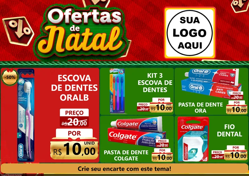 Modelo de Encarte para Encarte A4 Horizontal com o tema Ofertas de Natal para Higiene Pessoal