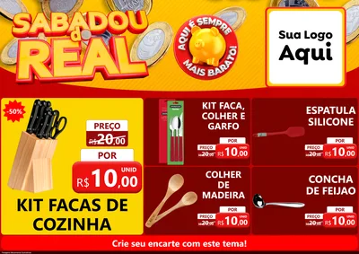 Modelo de Encarte para Encarte A4 Horizontal com o tema Sabadou do Real para Utilidades Domésticas