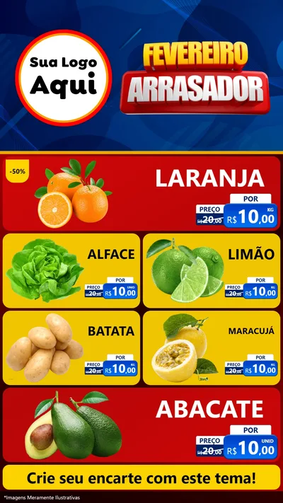 Modelo de TV para TV Vertical com o tema Fevereiro Arrasador para Hortifrúti